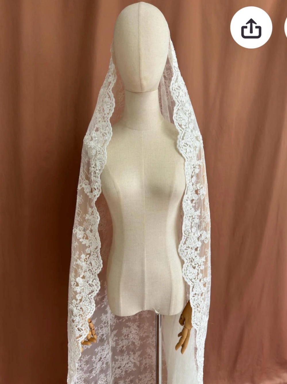 Delicate White Lace Mantilla Veil for Women